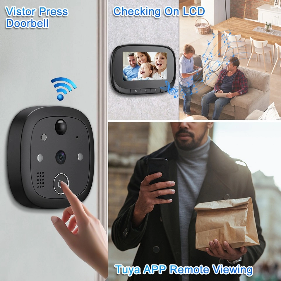 720p Night Vision Door Camera Tuya WiFi Digital Peephole Viewer Support Photo Taking and Video Recording